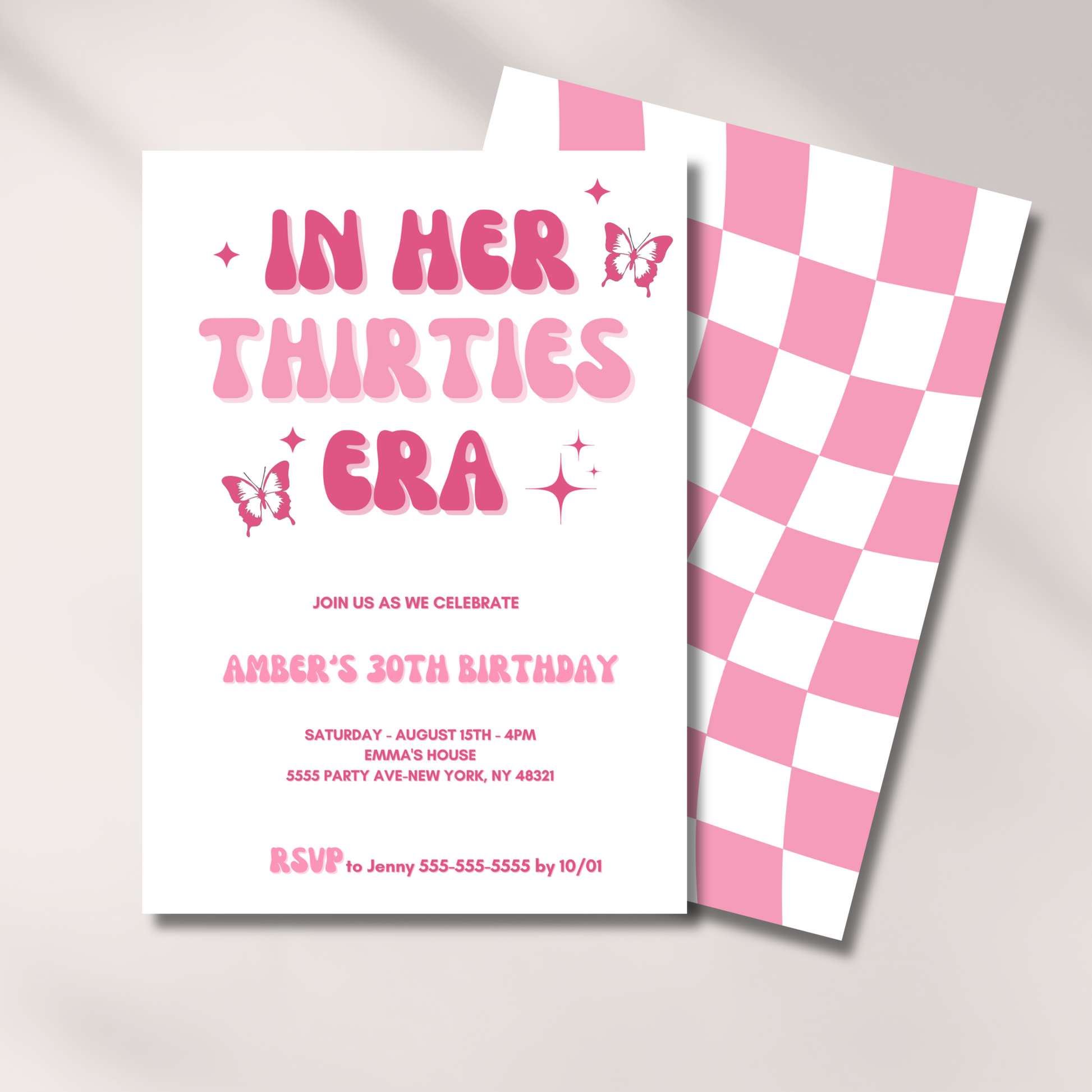 30th Birthday Invitation for Women, Digital Download, In my 30s Era, Trendy, thirties Era, Pink, Editable Template