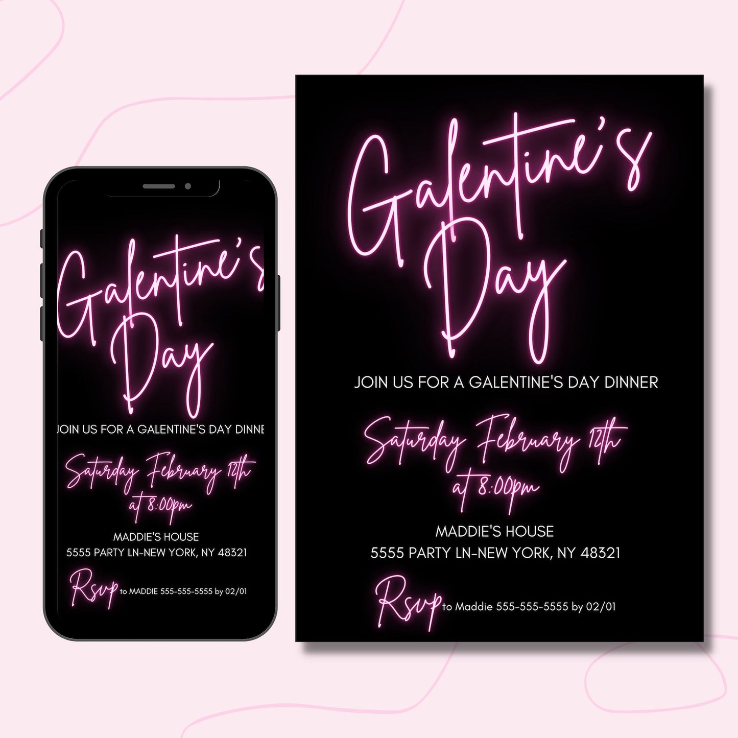 Galentines Invitation, Valentines Brunch, Instant Download, Editable Template, Girls Night Valentine Invite, Ladies Dinner